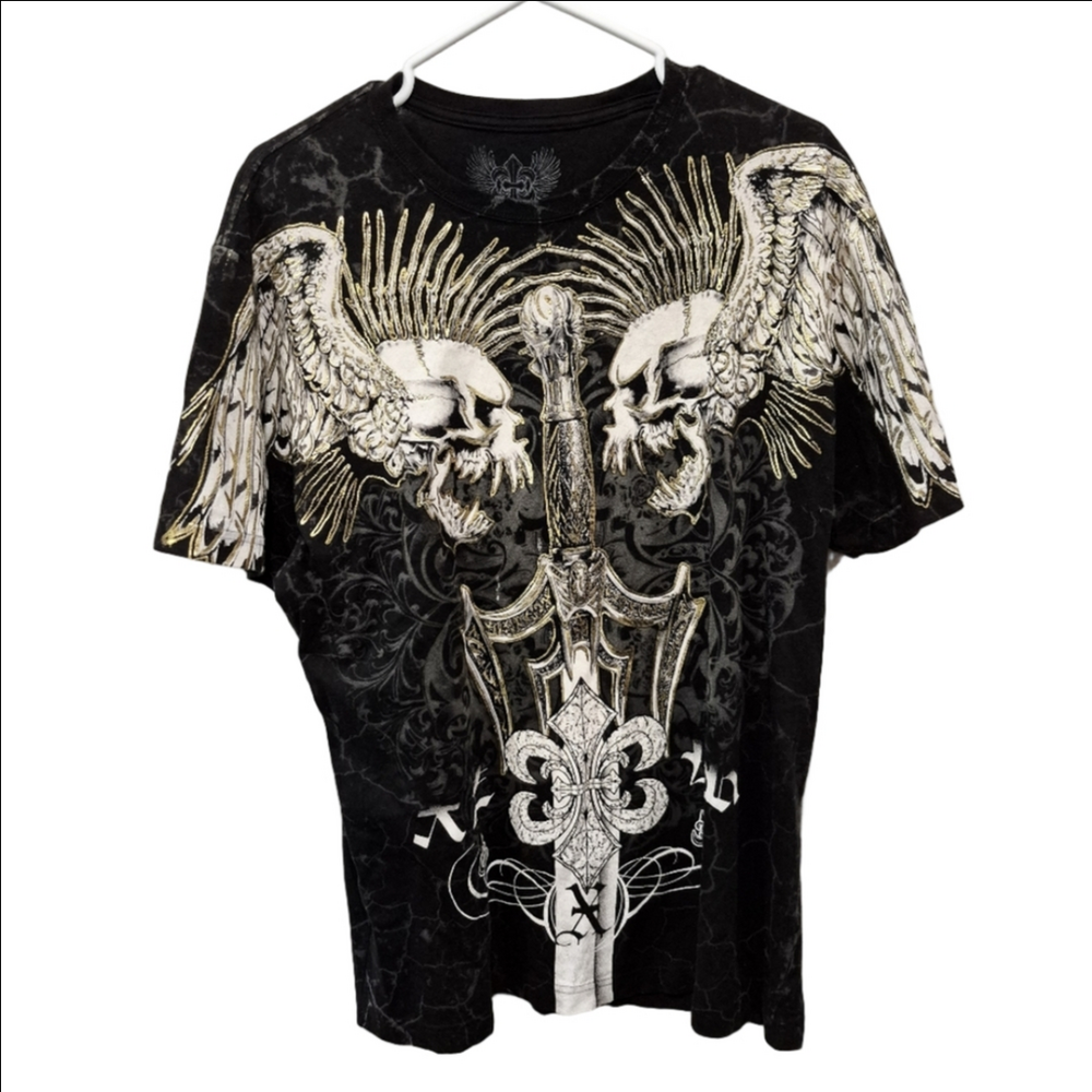 Xzavier AOP Gold Foil Print Short Sleeve Graphic Shirt